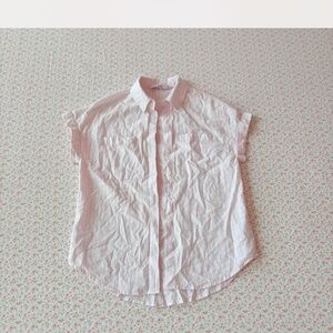Cropped Light Pink Button-Up Short Sleeve Shirt